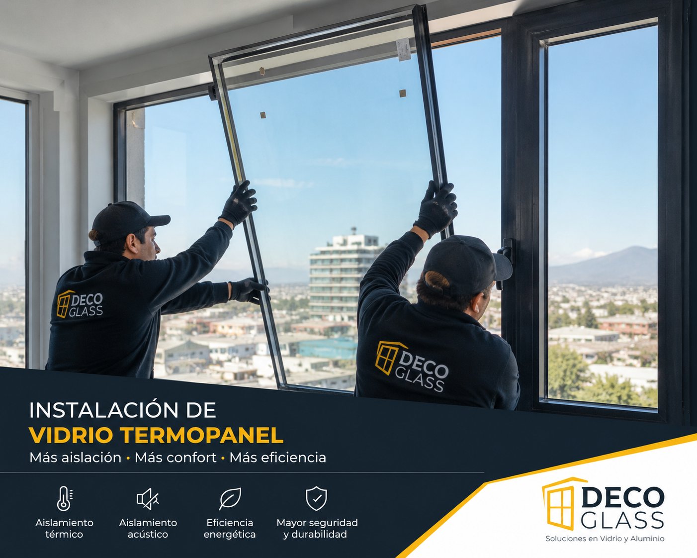 Equipo DecoHouse instalando termopanel